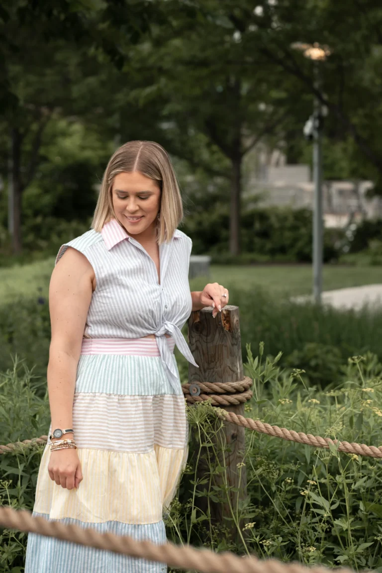 woman looking off camera branding photo session at sawyer point cincinnati ohio