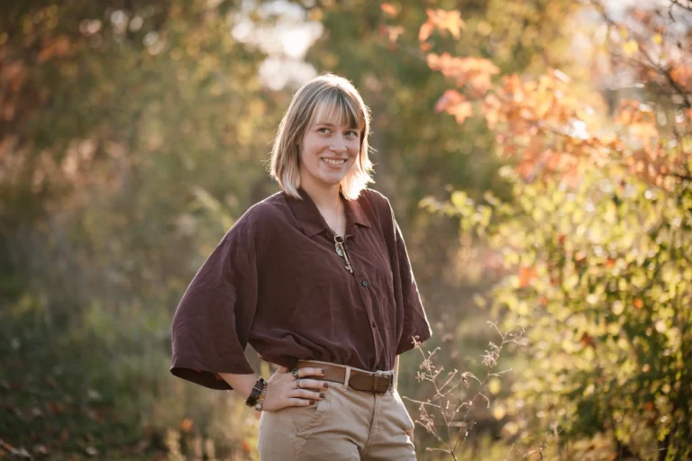 portrait of a woman during a fall senior photo session near mariemont ohio